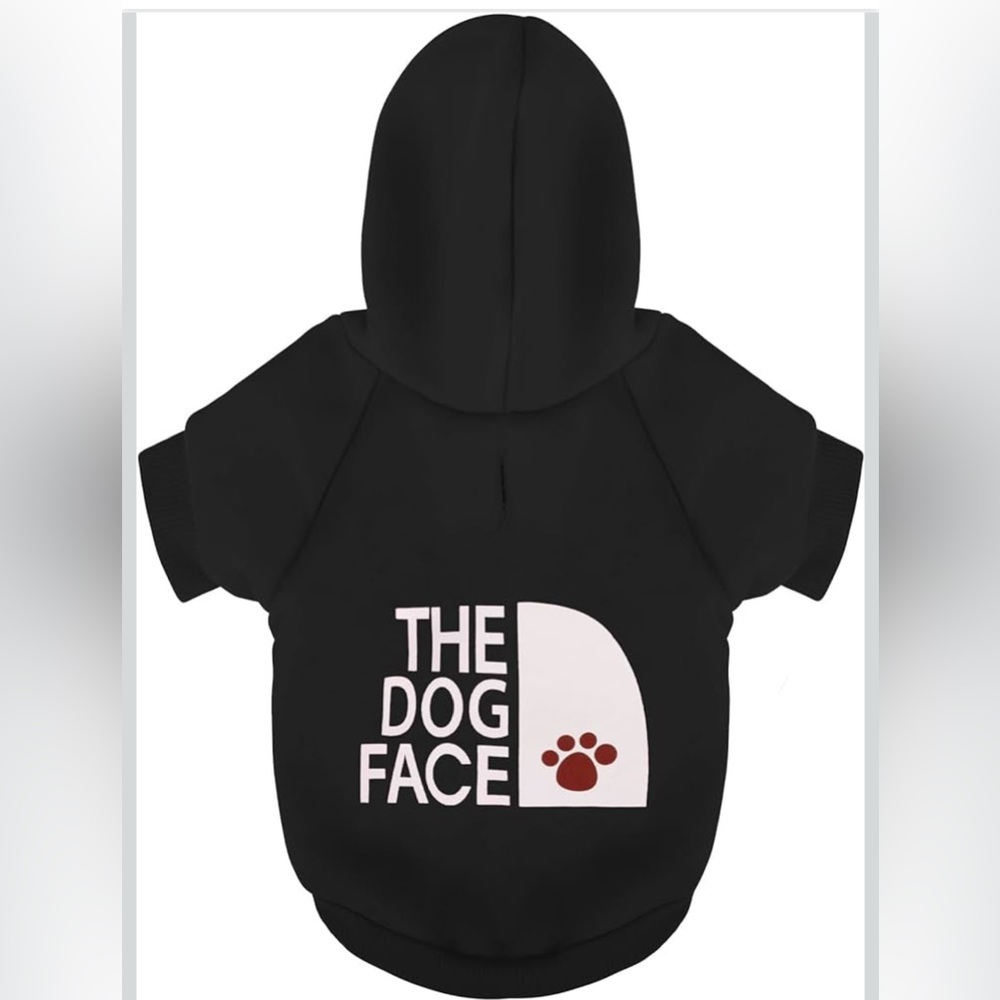 Black Dog Hoodie with Paw Print Design